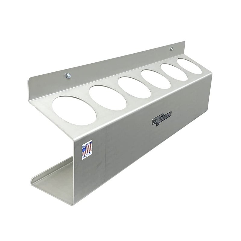 Pit Posse 302 Six Bottle Aerosol Spray Can Rack Shelf Holder 23" Caddy - Made in USA - Enclosed Race Trailer Garage Shop Storage Organizer Aluminum Storage Universal Mounting 5 Year Warranty (Silver) - Image 4